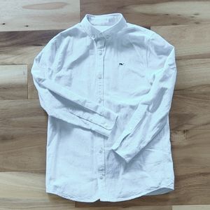 Whale Shirt Vineyard Vines Button Down Striped Oxford Boys M 12-14